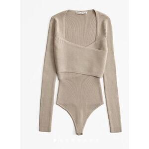 NWT Abercrombie & Fitch Soft Ribbed Wrap Bodysuit Size Medium